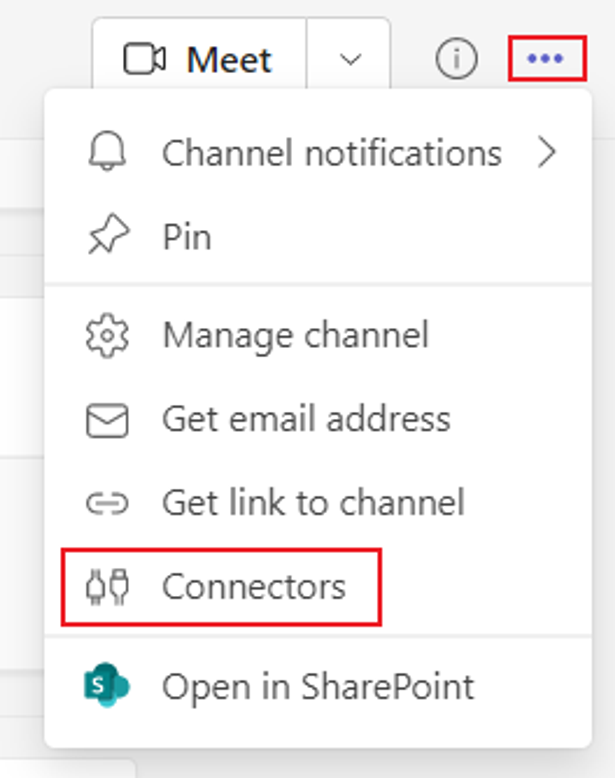 Connectors Option in MS Teams