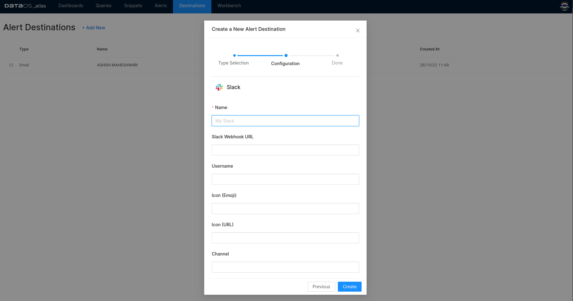 Configuring destination for alert messages