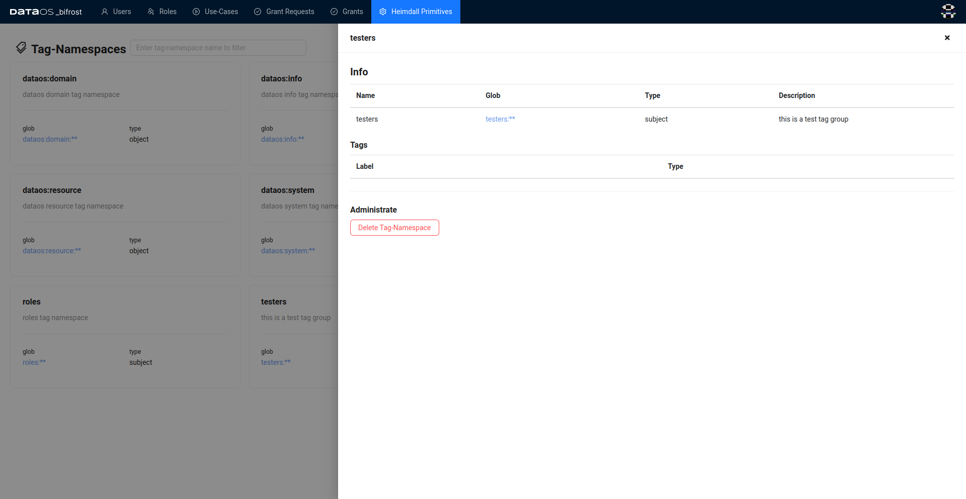 Tag Namespace Configuration