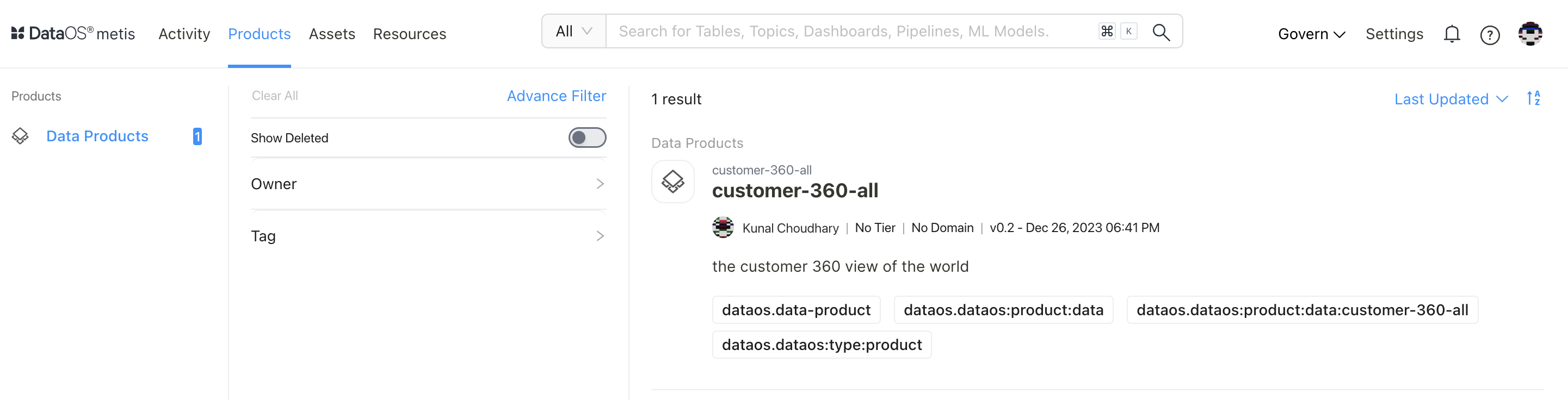 List of data products