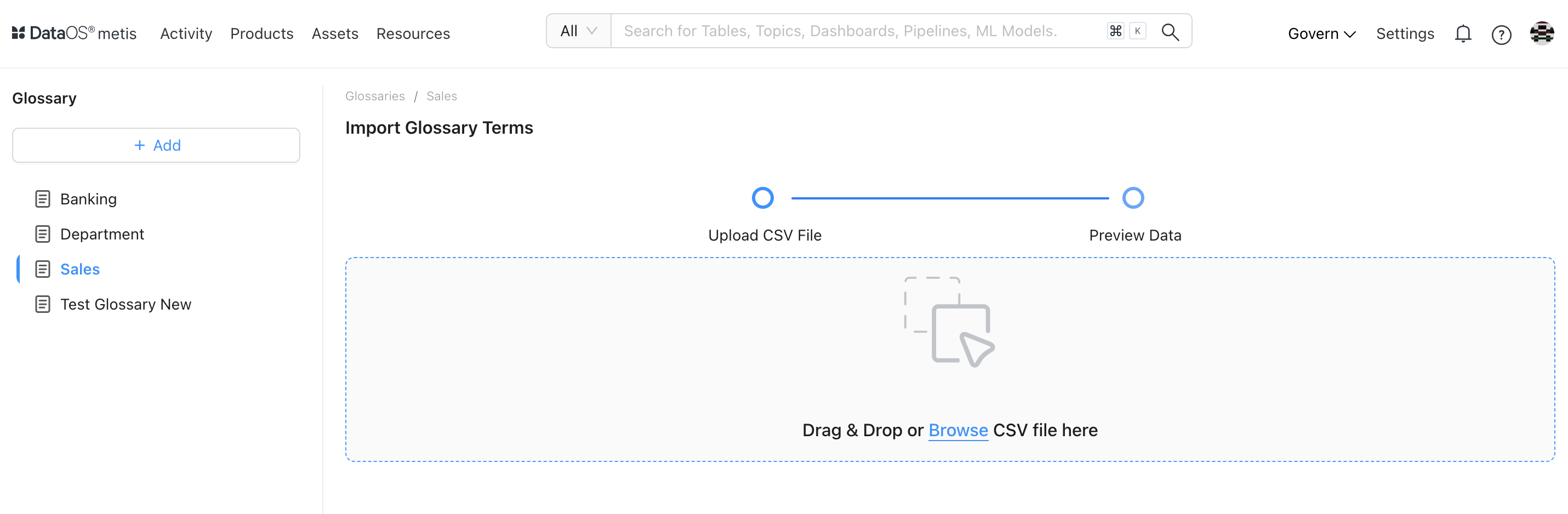 Upload CSV file