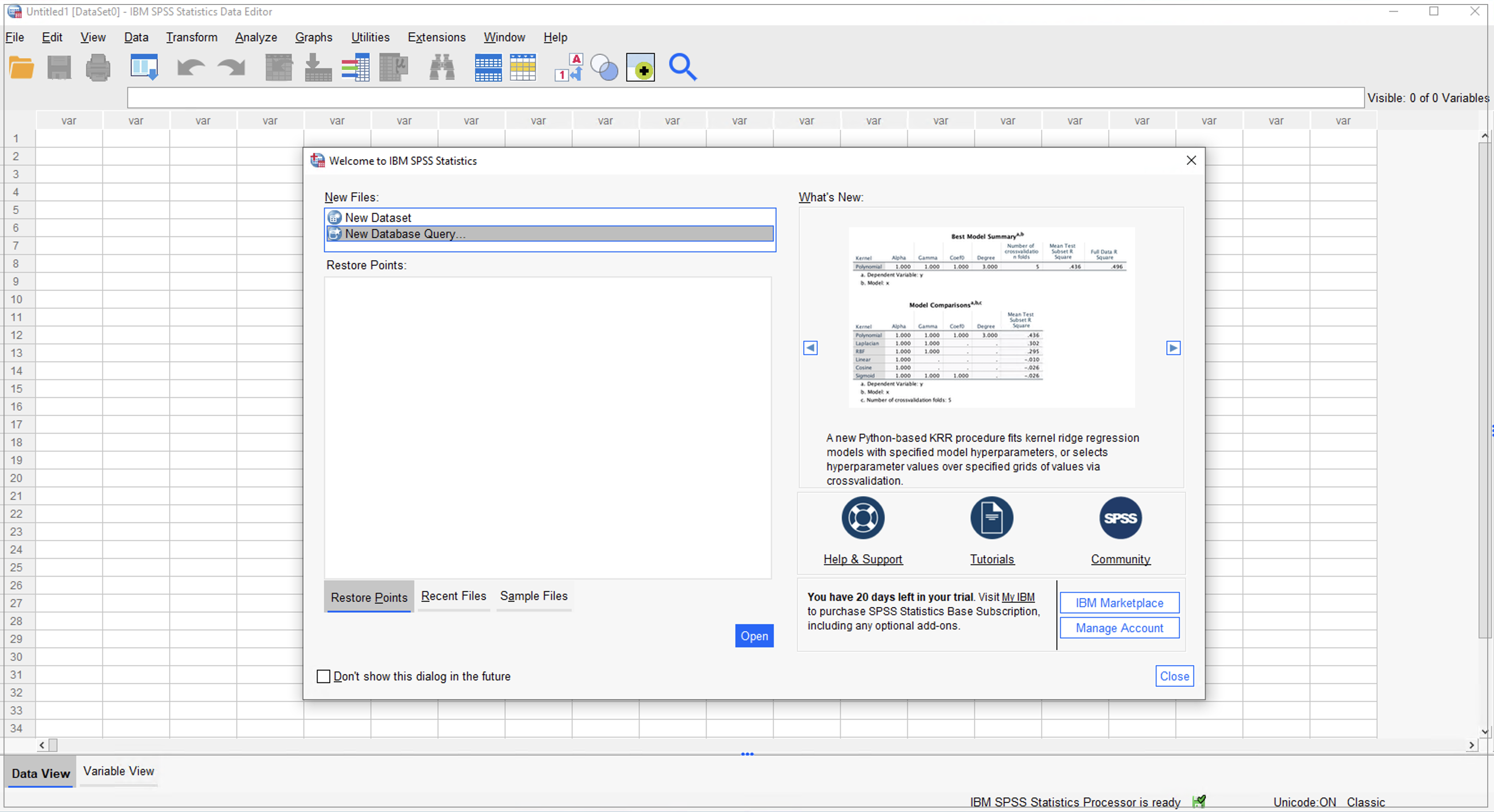 New database query