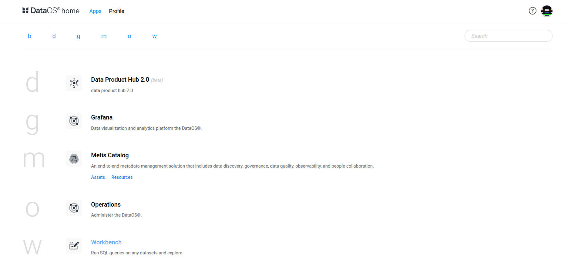 DataOS Homepage