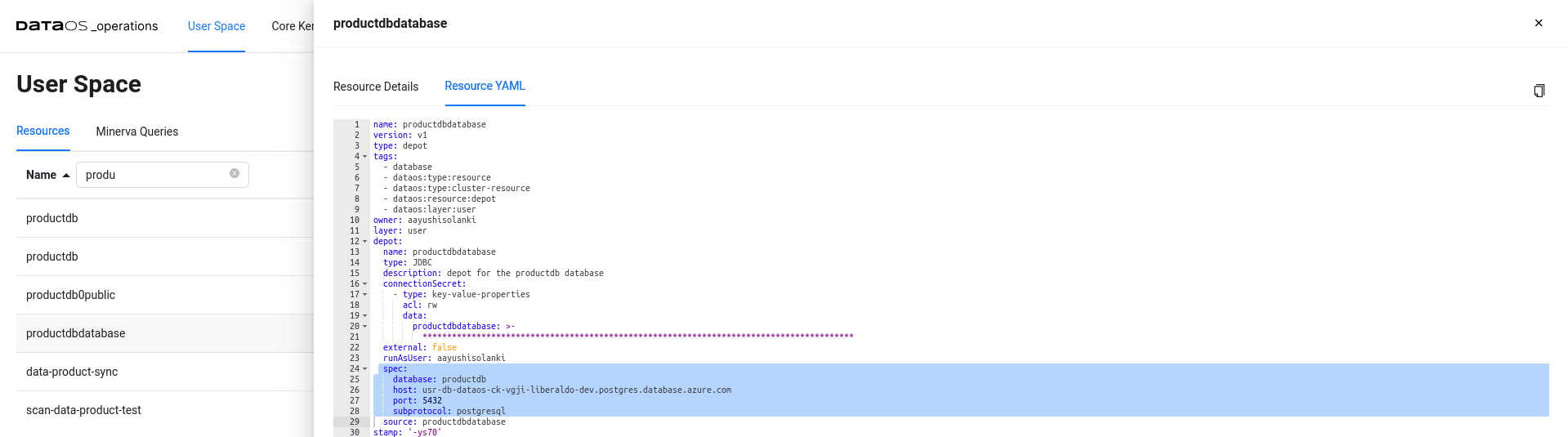 productdbdatabase Resource YAML
